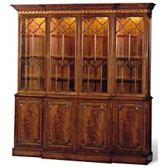 Breakfronts & China Cabinets Crotch Mahogany Breakfront Paned Glass Doors