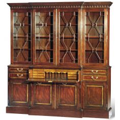 Breakfronts & China Cabinets Crotch Mahogany Breakfront Paned Glass Doors