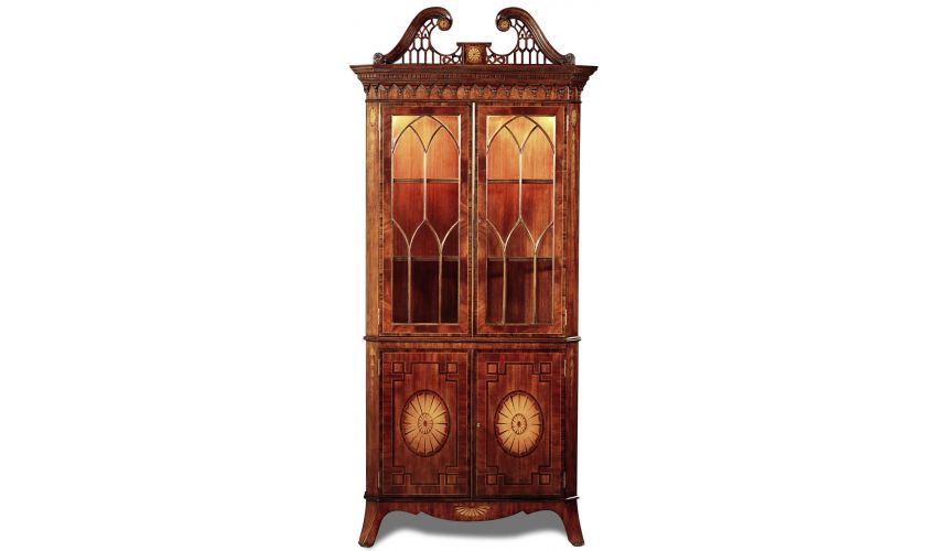 Breakfronts & China Cabinets Crotch Mahogany Rosewood Corner Cabinet Different 2