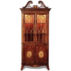 Breakfronts & China Cabinets Crotch Mahogany Rosewood Corner Cabinet
