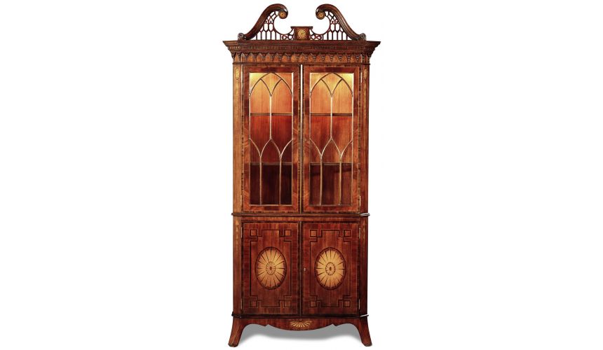 Breakfronts & China Cabinets Crotch Mahogany Rosewood Corner Cabinet