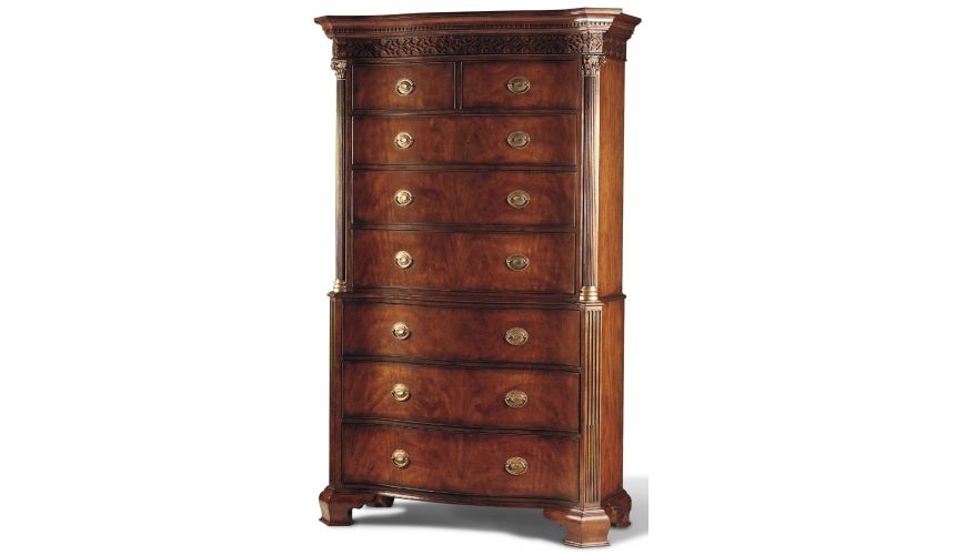 Chest of Drawers Crotch Mahogany Chest Brass Accents