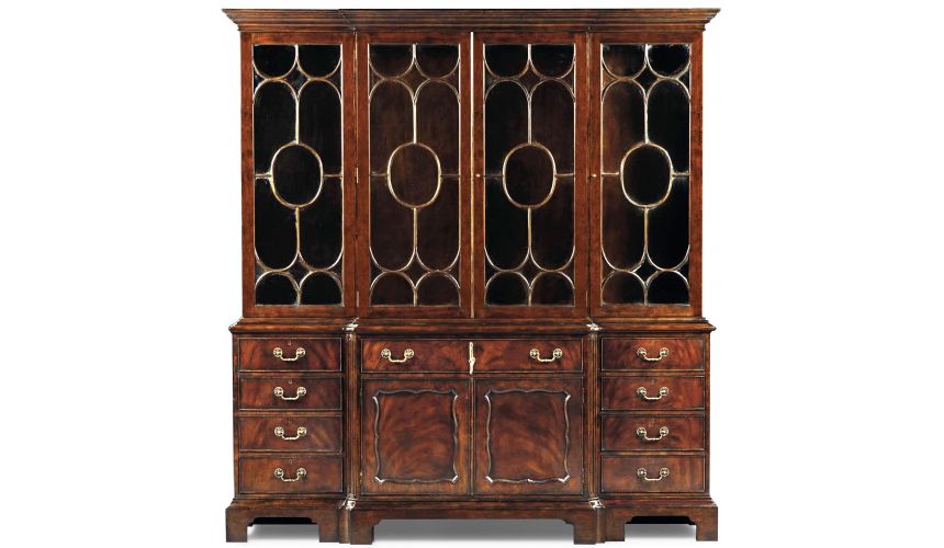Breakfronts & China Cabinets Crotch Mahogany Antique Bookcase