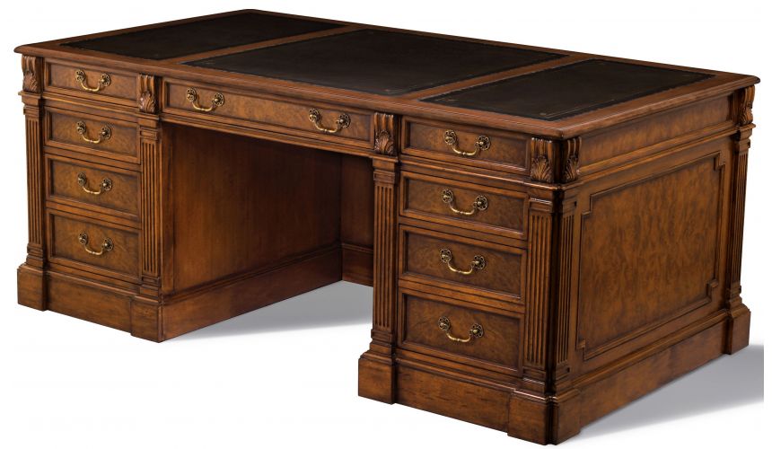 Executive Desks Myrtle Burl Writing Desk Tooled Leather