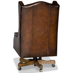 Office Chairs Embossed leather wing backed desk chair 2