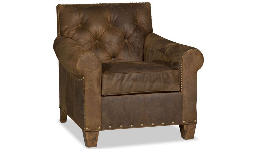 Rugged leather armchair
