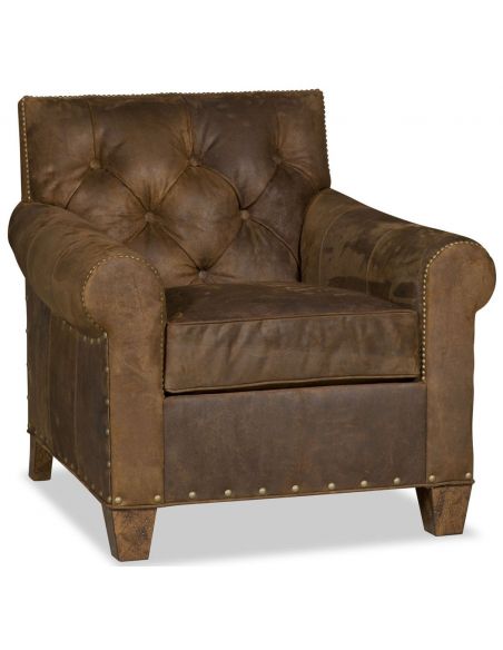 Rugged leather armchair