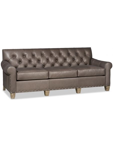 Luxurious grey leather sofa