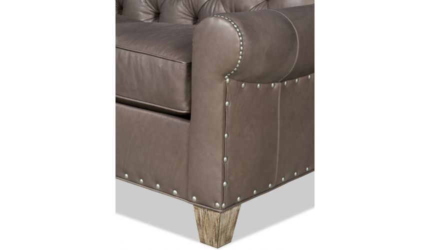 SOFA, COUCH & LOVESEAT Luxurious grey leather sofa