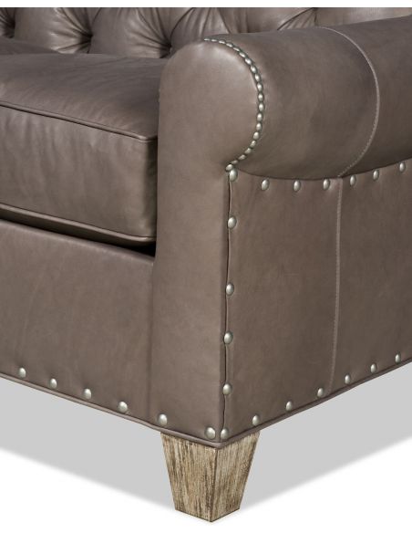 SOFA, COUCH & LOVESEAT Luxurious grey leather sofa