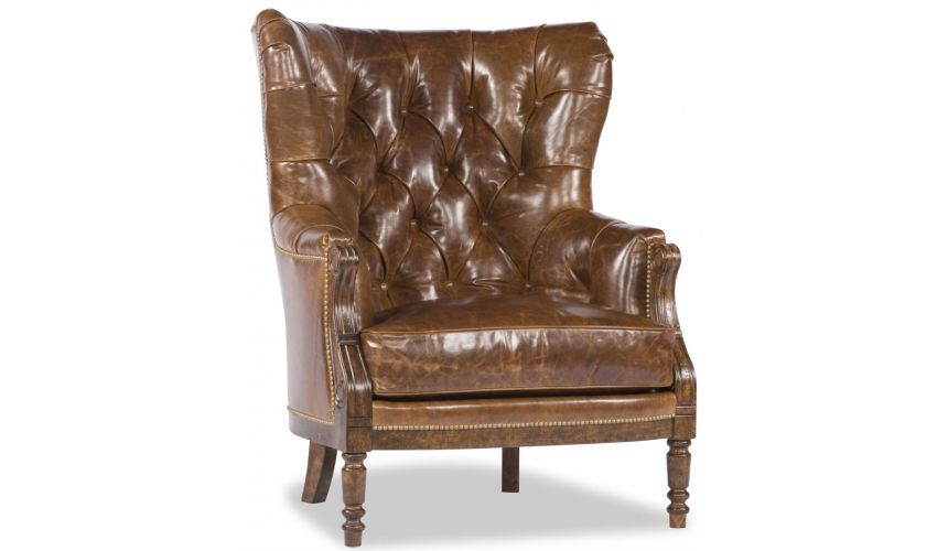 Office Chairs Brown Tufted Grandfather Chair,