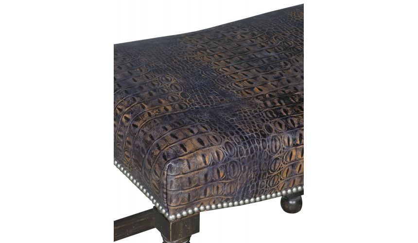 SETTEES, CHAISE, BENCHES Western inspired bench covered in embossed leather