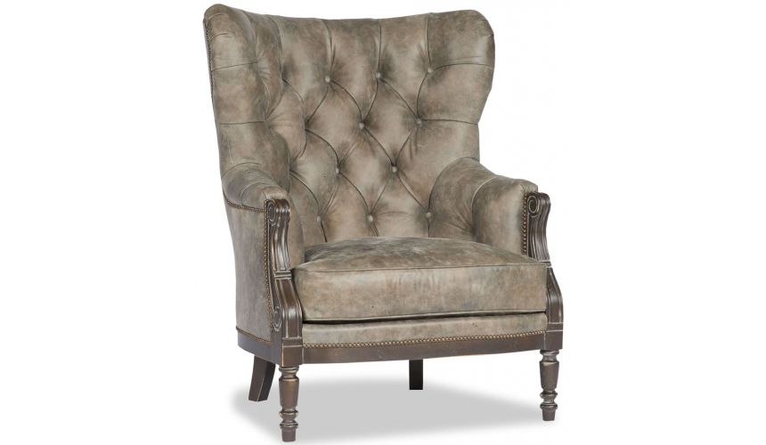 Luxury Leather & Upholstered Furniture Taupe Leather Club Chair