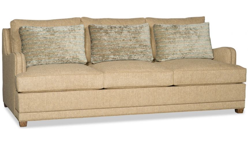 SOFA, COUCH & LOVESEAT Beige sofa with nailhead trim