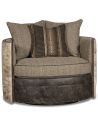 MOTION SEATING - Recliners, Swivels, Rockers Barrel style chair covered in leather, herringbone, and animal print