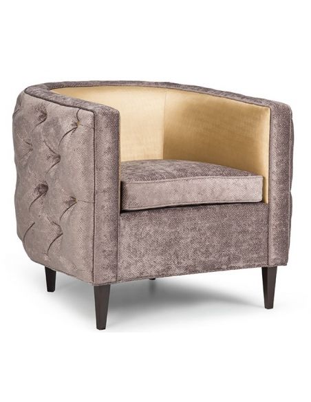 transitional style tufted barrel chair