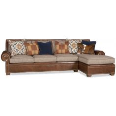 SECTIONALS - Leather & High End Upholstered Furniture Sectional sofa covered in a combination of leather and fabric