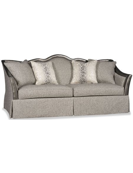Textured slate grey sofa with curved back