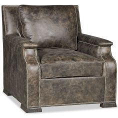 CHAIRS - Leather, Upholstered, Accent Leather armchair with nailhead trim