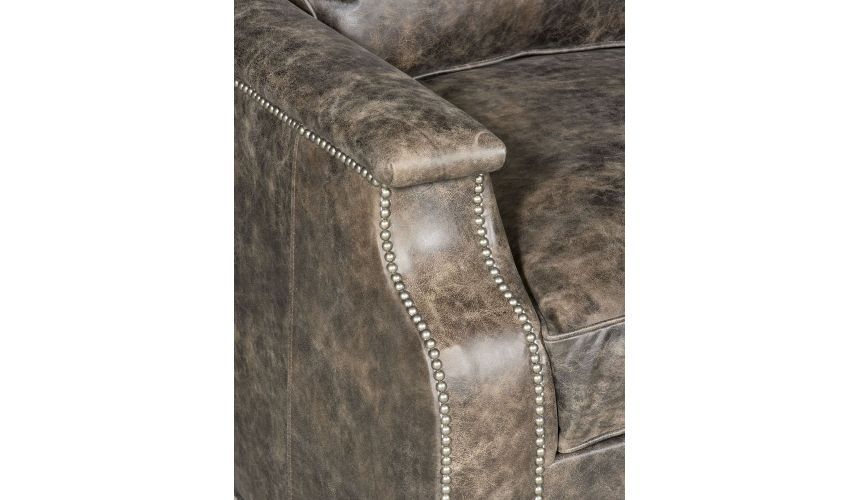 CHAIRS - Leather, Upholstered, Accent Leather armchair with nailhead trim
