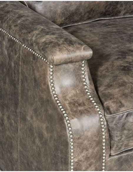 CHAIRS - Leather, Upholstered, Accent Leather armchair with nailhead trim