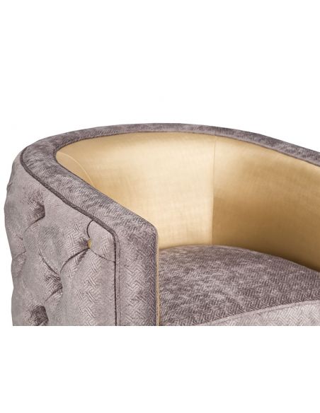 Luxury Leather & Upholstered Furniture transitional style tufted barrel chair