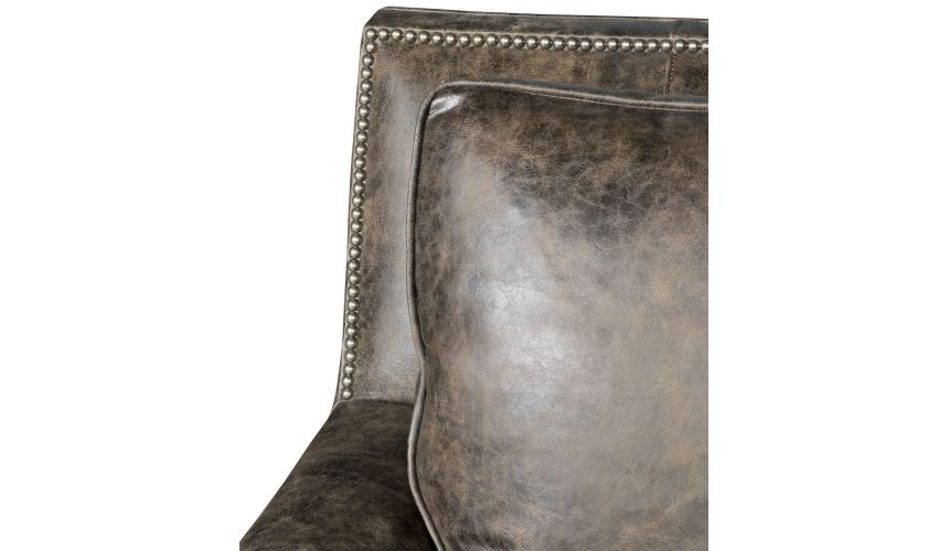 CHAIRS - Leather, Upholstered, Accent Leather armchair with nailhead trim