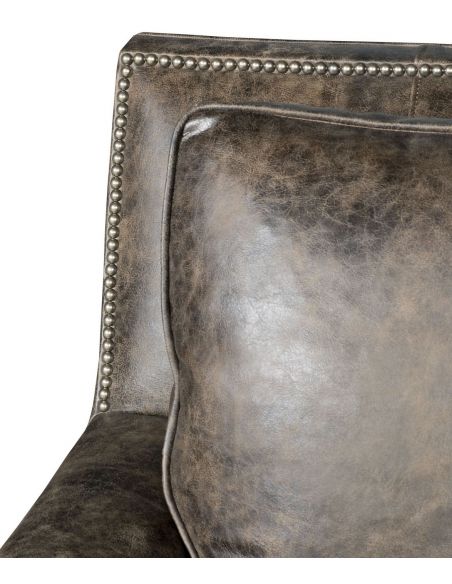 CHAIRS - Leather, Upholstered, Accent Leather armchair with nailhead trim