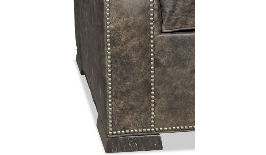 CHAIRS - Leather, Upholstered, Accent Leather armchair with nailhead trim