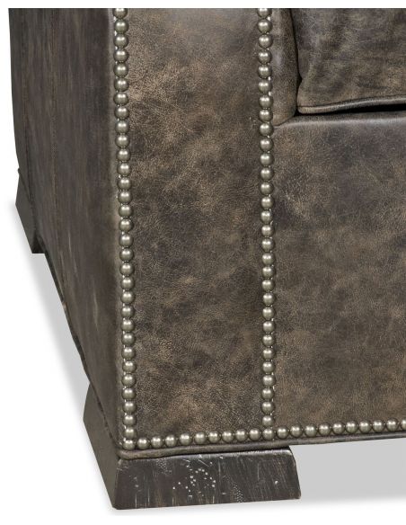 CHAIRS - Leather, Upholstered, Accent Leather armchair with nailhead trim