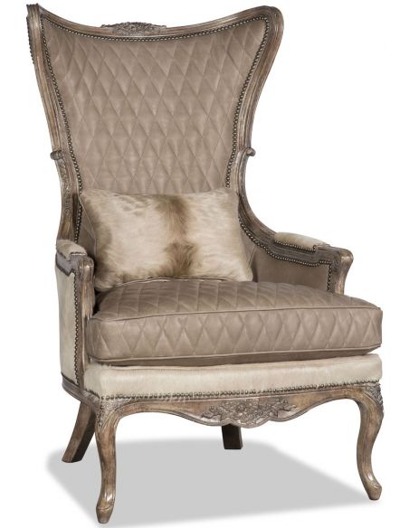 Quilted leather and animal print armchair