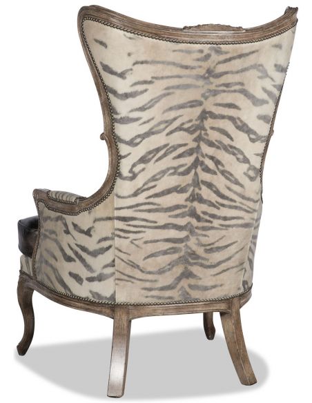 Leather and animal print armchair