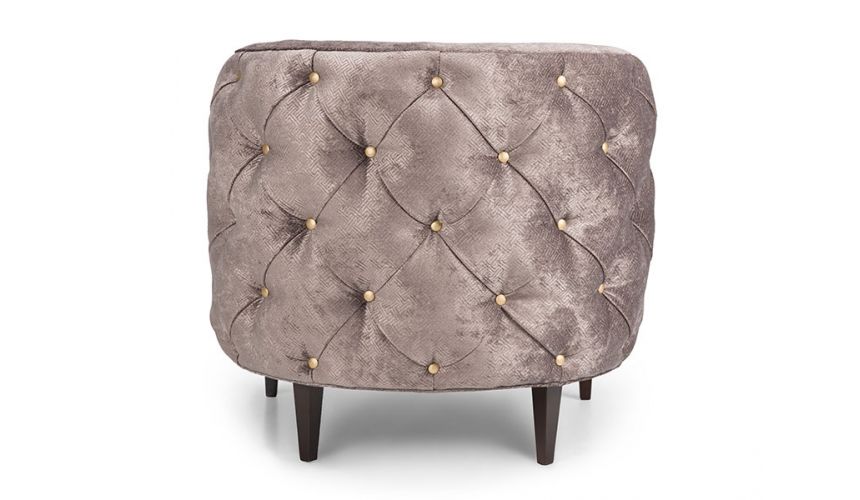 Luxury Leather & Upholstered Furniture transitional style tufted barrel chair