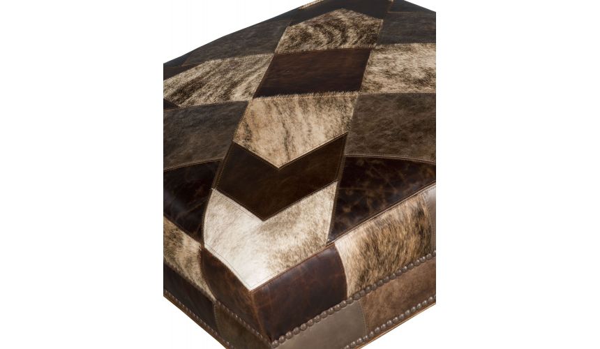 OTTOMANS Leather and animal print patchwork ottoman