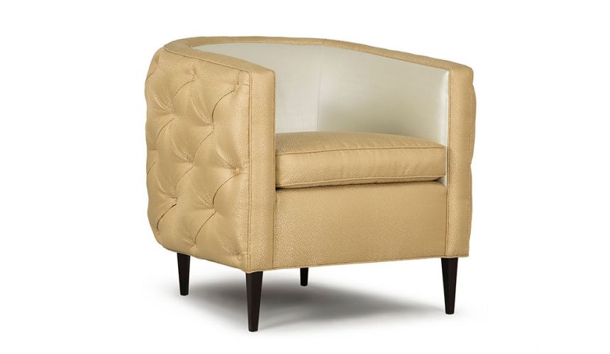 Luxury Leather & Upholstered Furniture transitional style tufted barrel chair