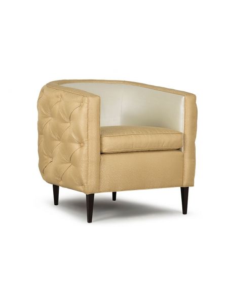 Luxury Leather & Upholstered Furniture transitional style tufted barrel chair