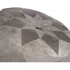 OTTOMANS Round platinum leather ottoman 2