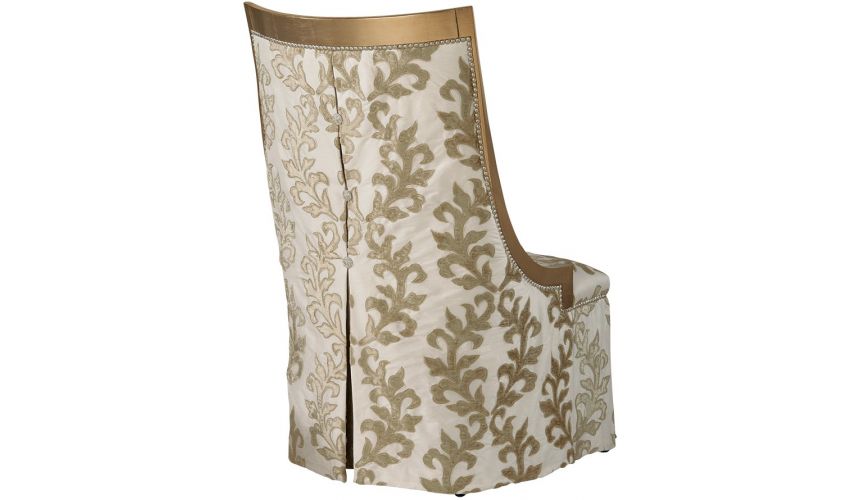Dining Chairs Chic slipper chair in gold and cream brocade fabric