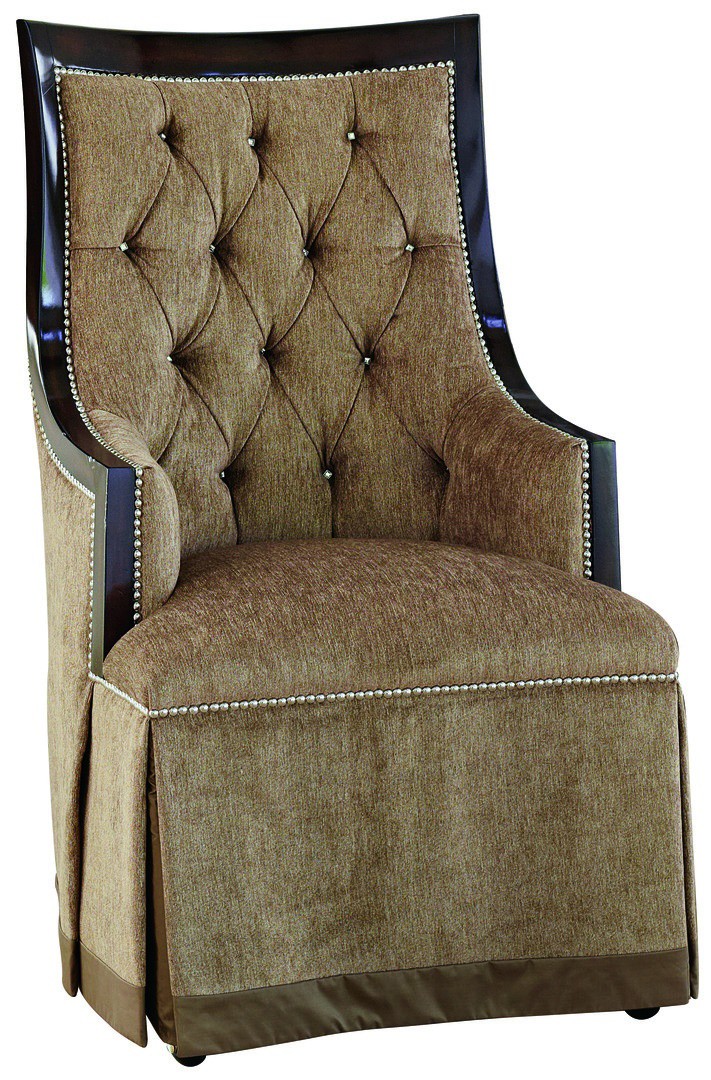 Dining Chairs Armchair in a bisque textured fabric with tufted detailing