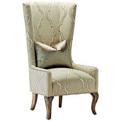 Dining Chairs High back armchair in a chic ivory fabric