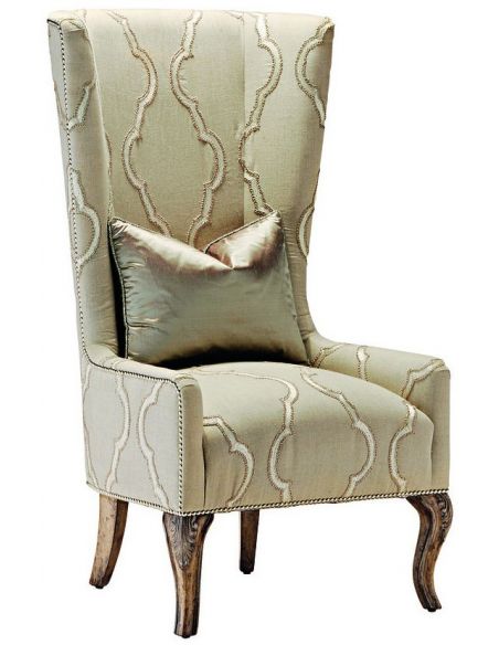 High back armchair in a chic ivory fabric 