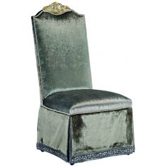 Dining Chairs Skirted dining room chair in a platinum fabric