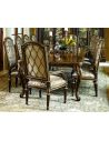 Dining Chairs Dining room chair with arms covered in printed fabric with carved wooden legs