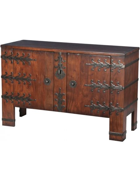 Walnut Metal Ornate Cabinet
