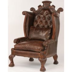 CHAIRS, Leather, Upholstered, Accent Large high back king of the castle chair