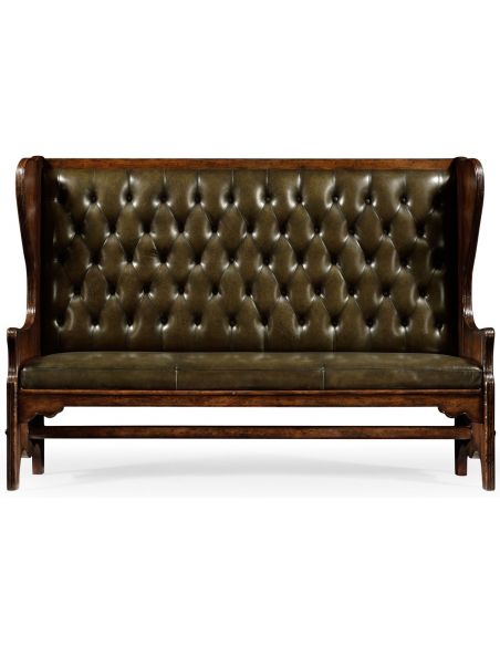 SETTEES, CHAISE, BENCHES Distressed dark oak leather bench