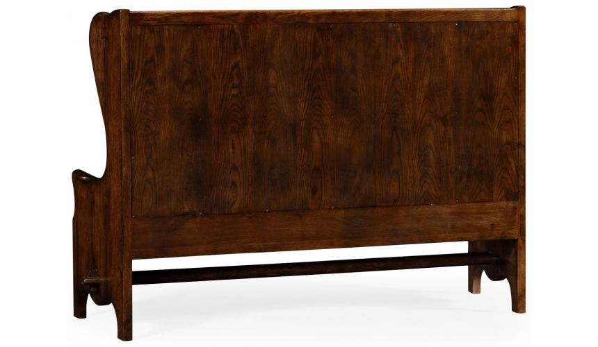 SETTEES, CHAISE, BENCHES Distressed dark oak leather bench