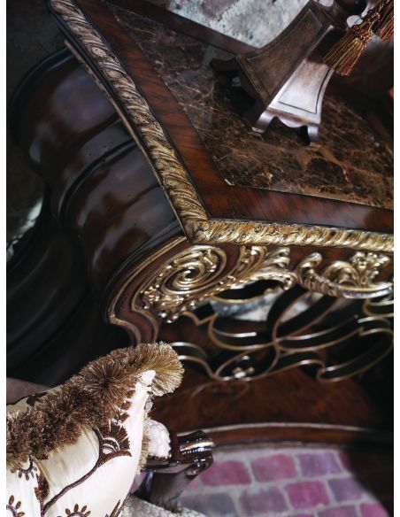 Console & Sofa Tables Wooden console table with intricate scroll work.