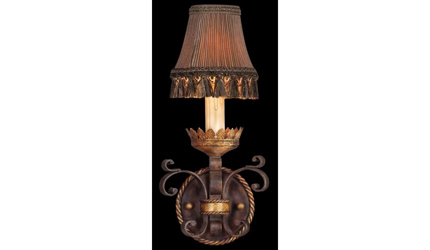 Lighting Wall sconce in antiqued iron and warm gold leaf finish
