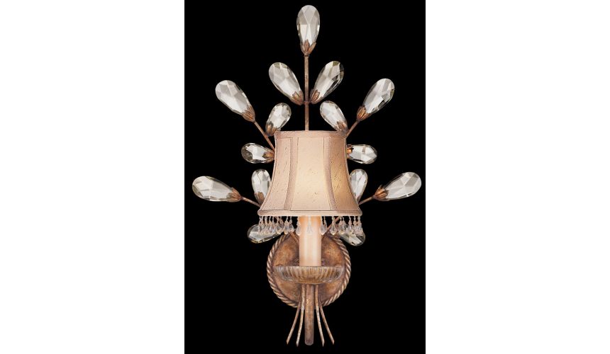 Lighting Wall sconce in cool moonlit patina with moon-dusted burst of crystals